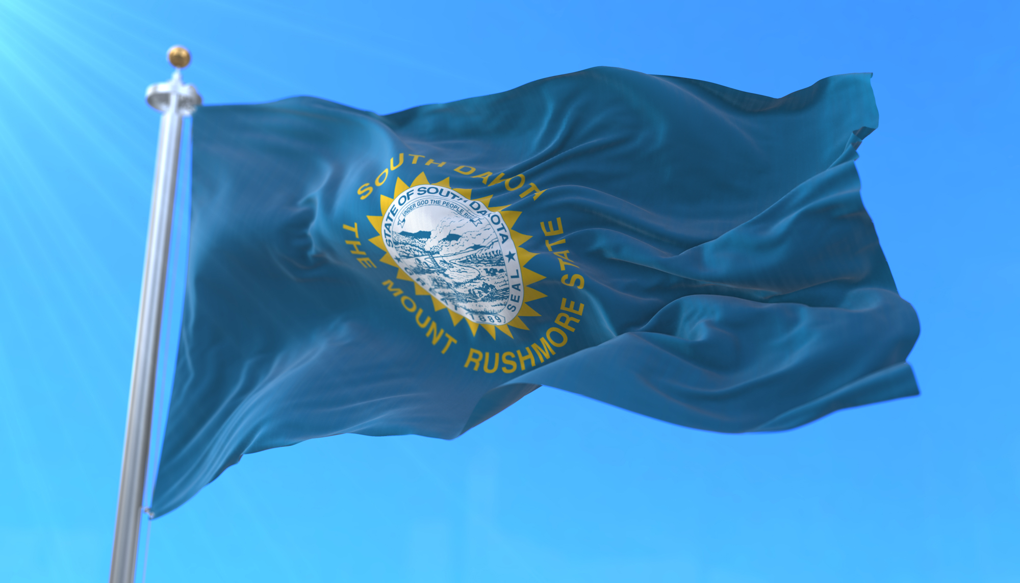 Flag of american state of South Dakota, region of the United Sta